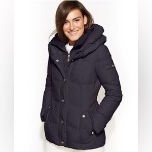 DKNY Gray Pillow-Collar Down Puffer Coat